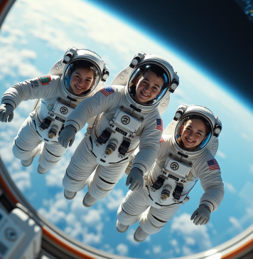 Les astronautes attendus à bord de l’ISS en 2025 Groupe d'astronautes dans la station spatiale en 2025