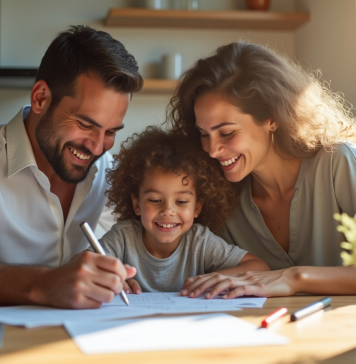 Adopter un enfant avec un père biologique : les étapes et conditions Famille recomposée partageant un moment à la cuisine