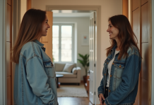 Femme accueillante saluant une jeune femme à l'entrée