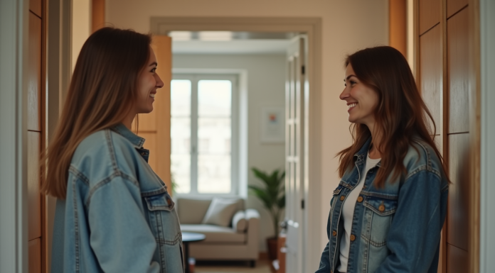 Femme accueillante saluant une jeune femme à l'entrée