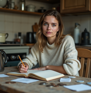 Gérer son budget sans argent : astuces et conseils pour s’en sortir Femme réfléchissant à ses finances à la maison