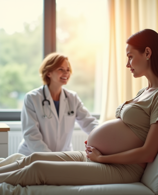 Femme enceinte lors d'une échographie dans une clinique moderne