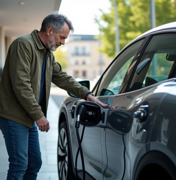 Voitures à hydrogène : futur technologique ou impasse écologique ? Ingénieur homme examine moteur d'une voiture hydrogene en ville