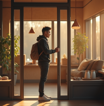 Ouvrir un commerce sans expérience : astuces et conseils pratiques Jeune entrepreneur ouvrant sa boutique le matin avec lumière naturelle