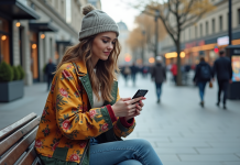 Mode : l’influence des médias sur les tendances vestimentaires Jeune femme en streetwear tendance sur un banc urbain