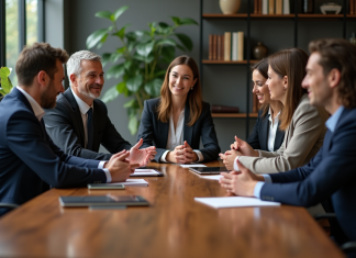 Parité hommes femmes : Comment encourager l’égalité des sexes ? Groupe de professionnels en réunion dans un bureau moderne