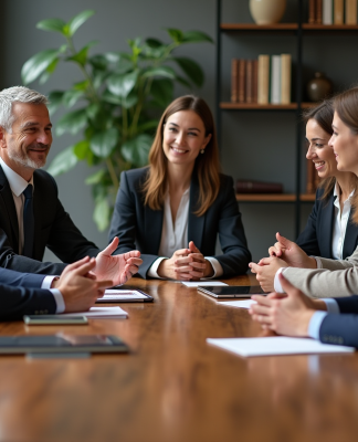 Groupe de professionnels en réunion dans un bureau moderne