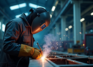 Quelles différences entre les techniques de soudage les plus courantes ? Soudeur en protection effectuant une soudure à l'arc dans un atelier moderne